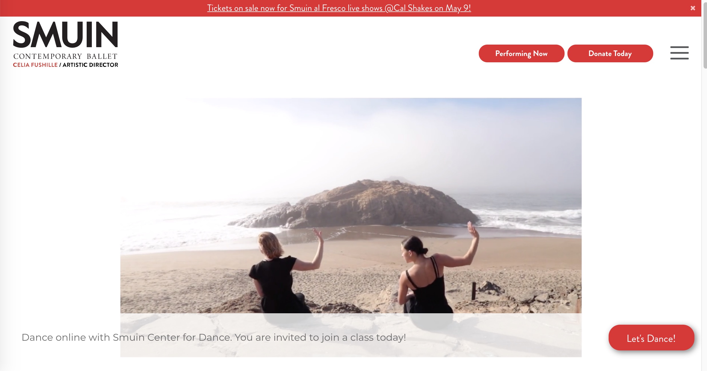 Smuin dancers seated at SF beach facing ocean