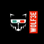 wolf with 3-d glasses image logo