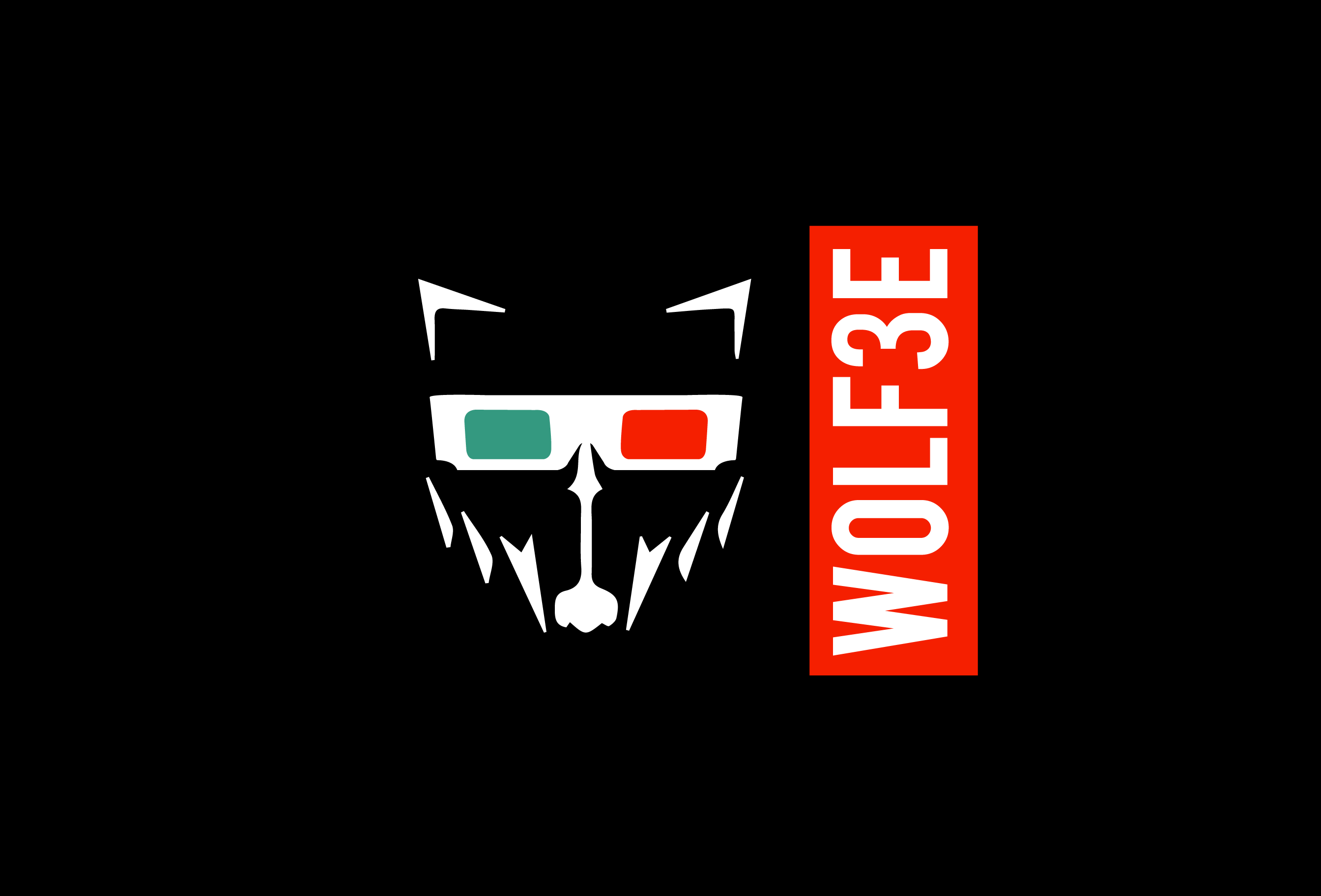wolf with 3-d glasses image logo